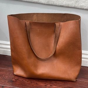Madewell brown leather shoulder tote bag